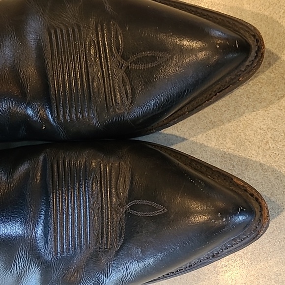 Tony Lama Men's 10.5D Style C 1912 Black Leather Cowboy boots - Picture 5 of 16